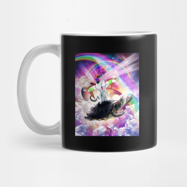 Lazer Rave Space Cat Riding Turtle Eating Ice Cream by Random Galaxy